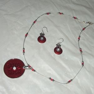 Orange necklace + earing set
